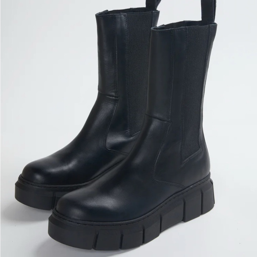 ALOHAS Black Platform Combat Moto Boots
